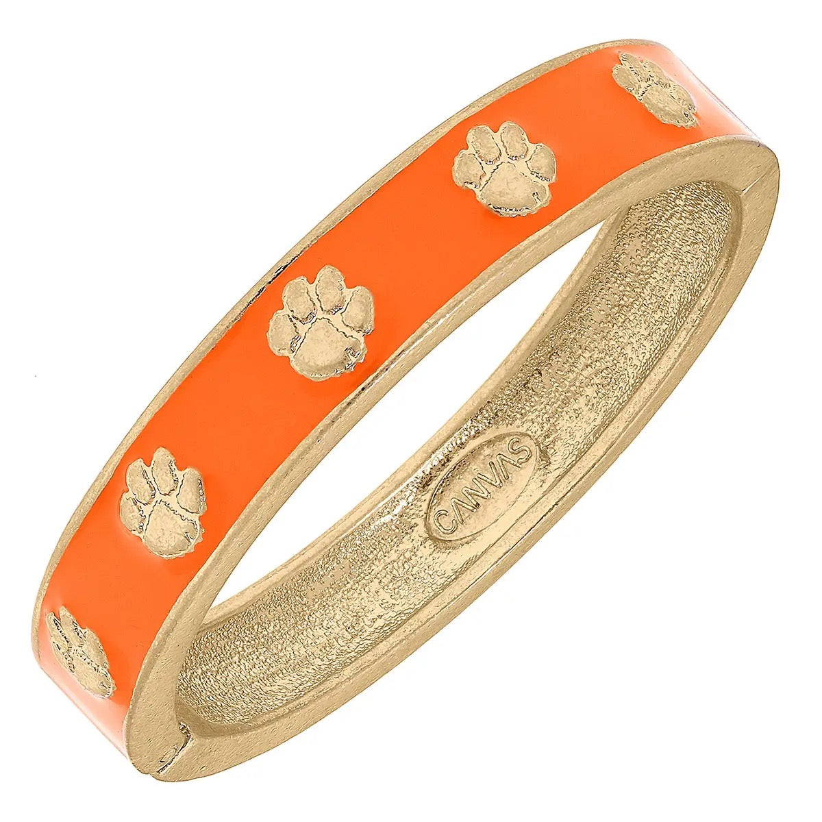 Clemson Paws Gold and Enamel Hinge Bangle