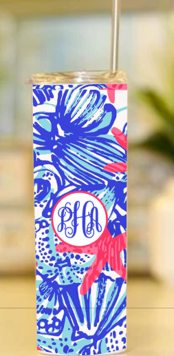 Lilly Inspired Printed Skinny Tumbler