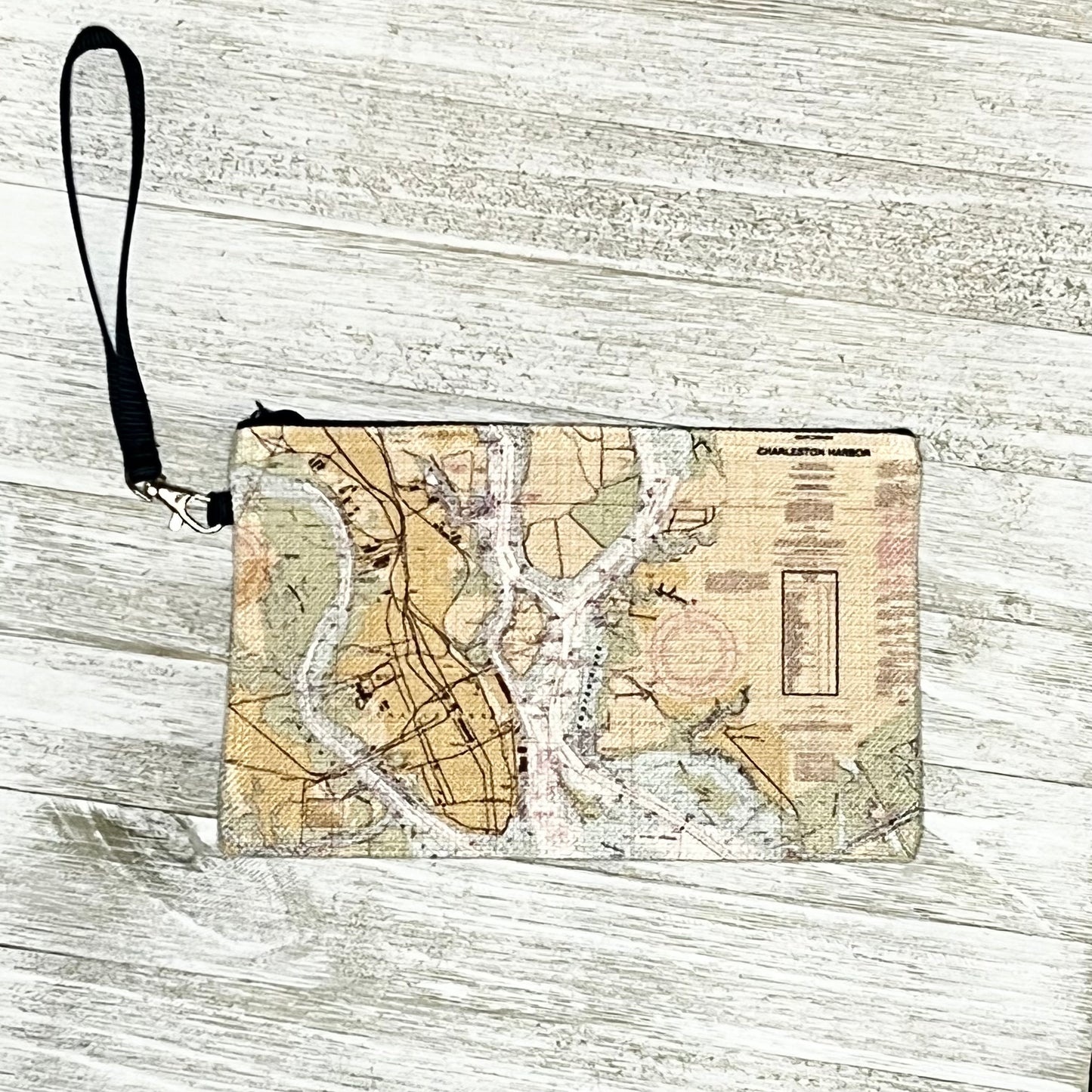 Charleston Harbor Nautical Chart Wristlet Bag