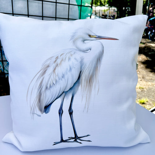 Snowy Egret Pillow