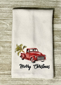 Antique Truck Christmas Kitchen Towel