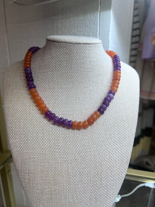 Orange and Purple Candy Bead Necklace