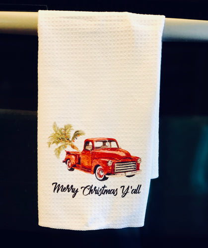 Antique Truck Christmas Kitchen Towel