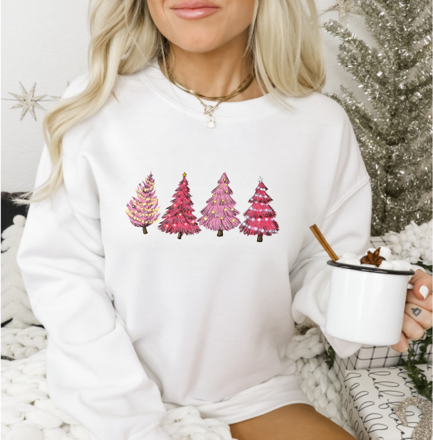 Pink Christmas Trees Sweatshirt