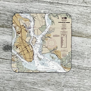 Charleston Harbor Nautical Chart Coasters