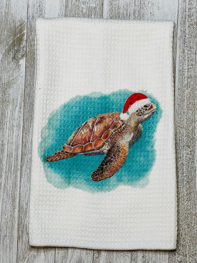 Festive Sea Turtle Kitchen Towel